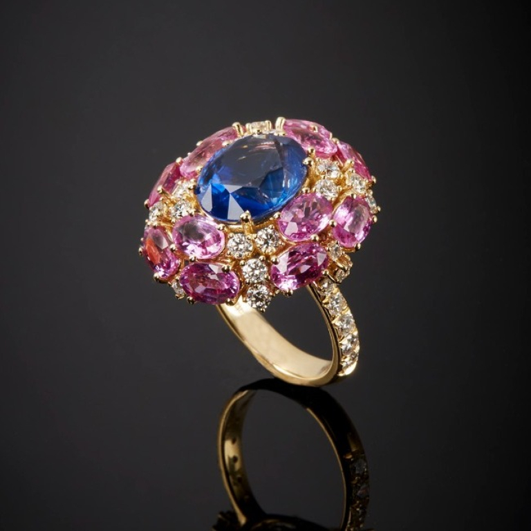 Ileana, Anello con pietre di colore e diamanti